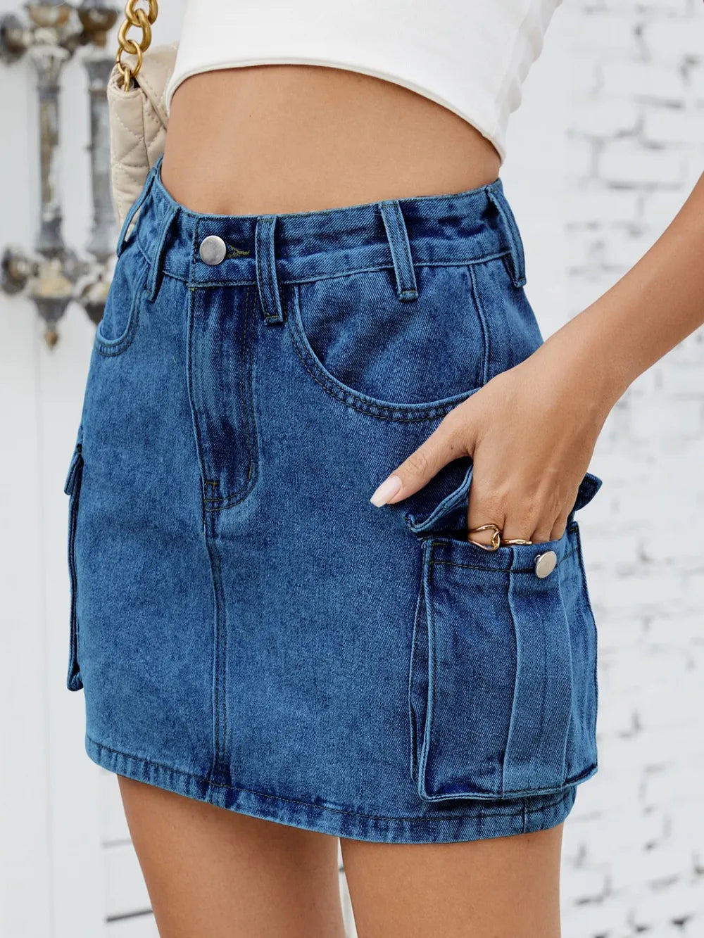 Cargo Denim Skirt 