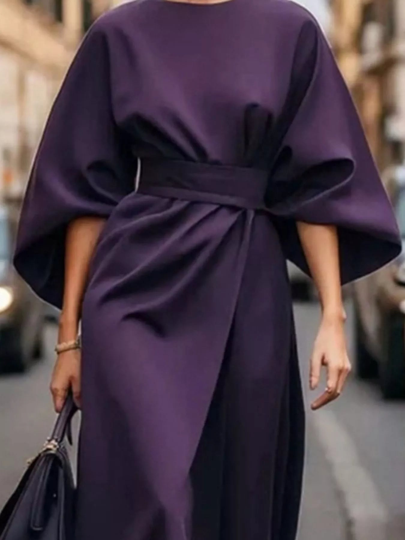 Round Neck 3/4 Sleeve Dress 
