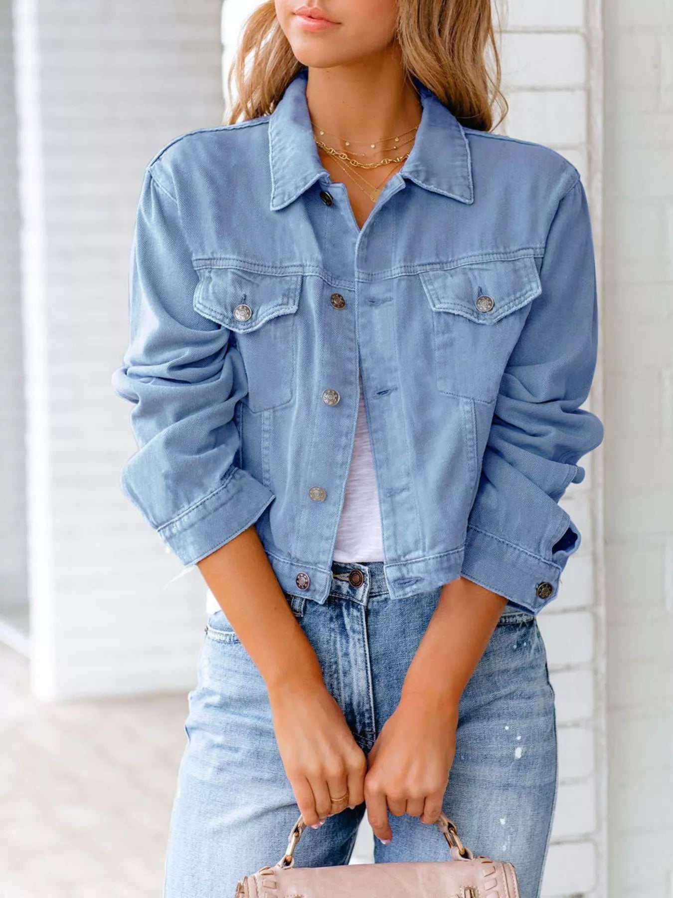 Button Up Long Sleeve Denim Jacket 