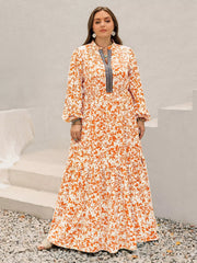 Plus Size Boho Floral Print Maxi Dress 