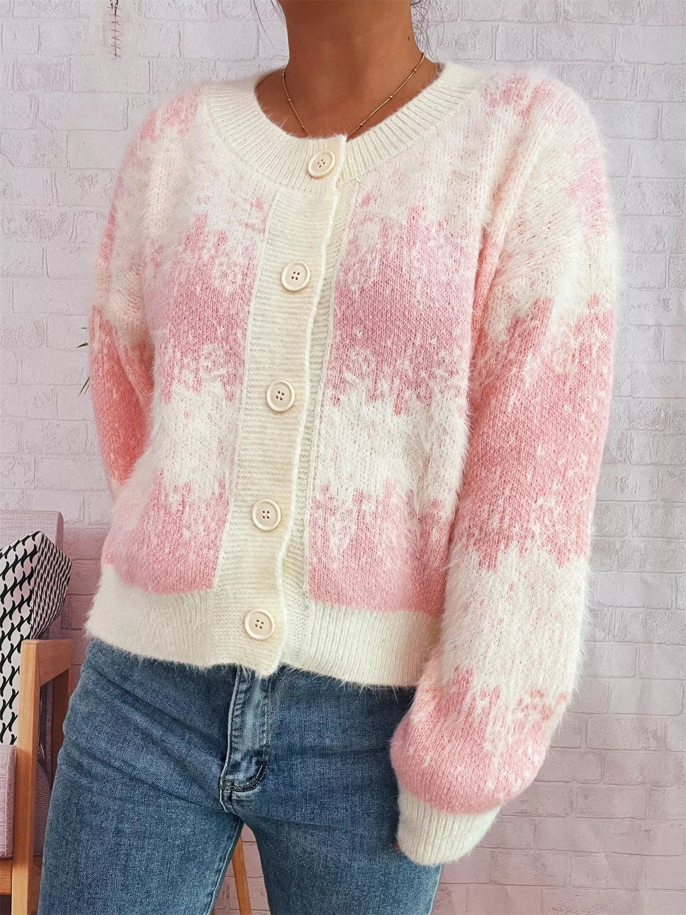 Ribbed Hem Button Up Cardigan 
