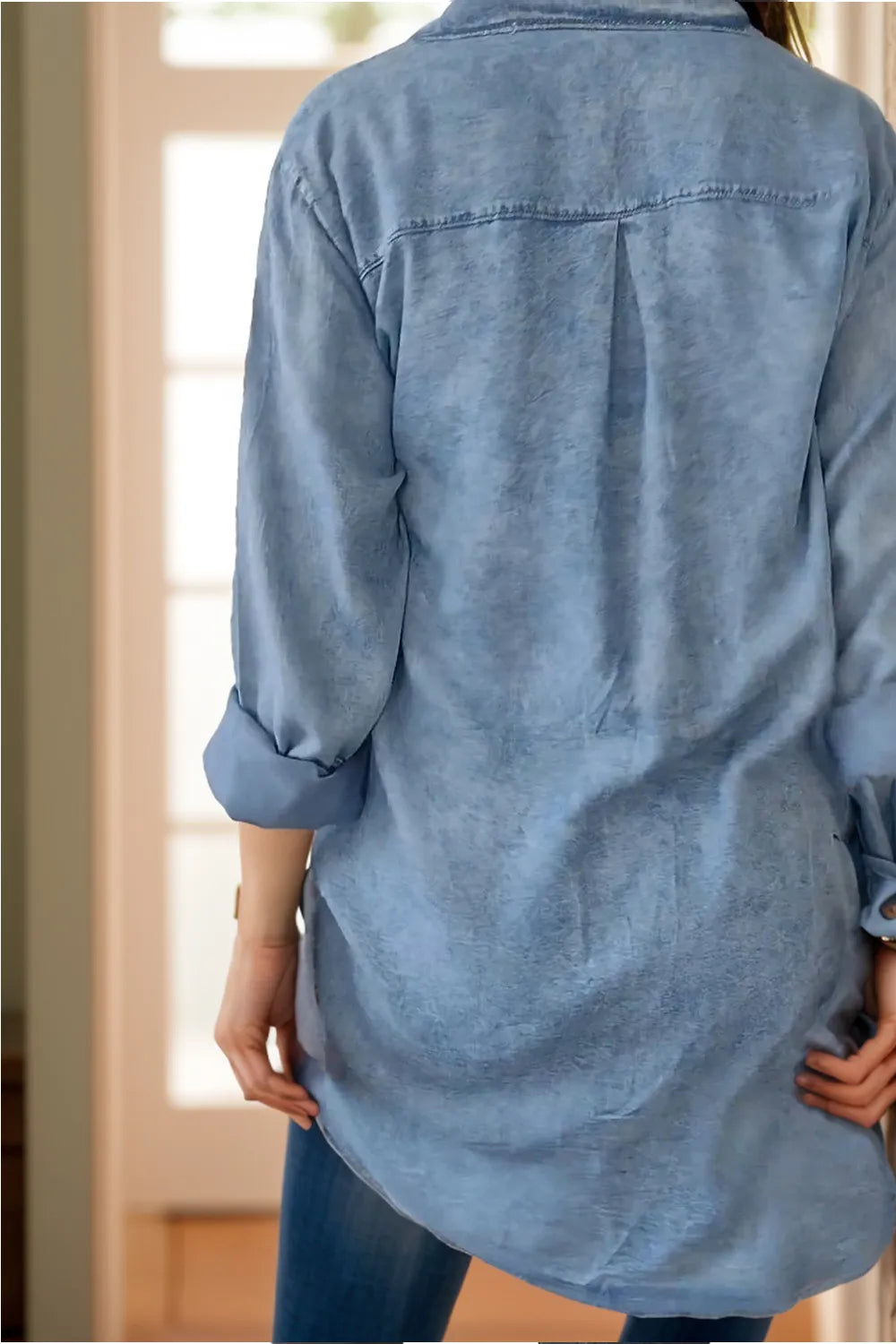 Full Size Pocketed Button Up Long Sleeve Denim Jacket 