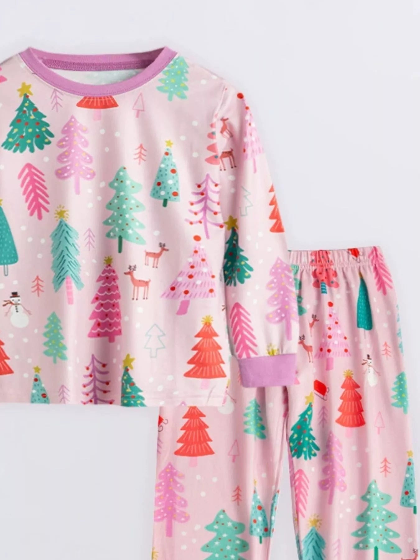 Children's Christmas Tree Print Pajama Set 