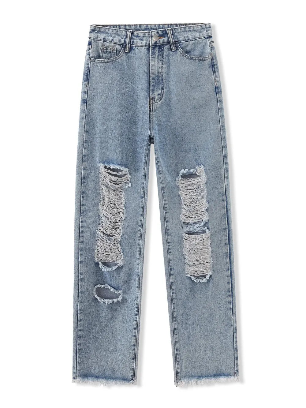 Distressed Raw Hem Jeans 