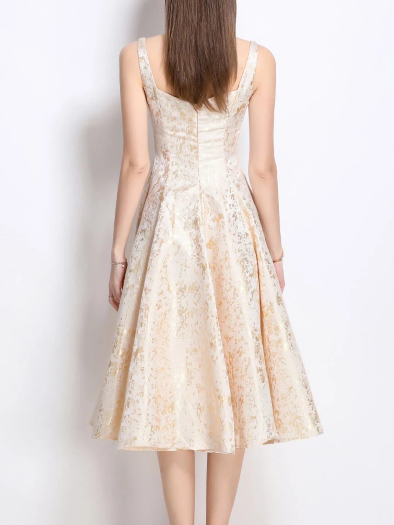Floral A-Line Sleeveless Midi Dress 