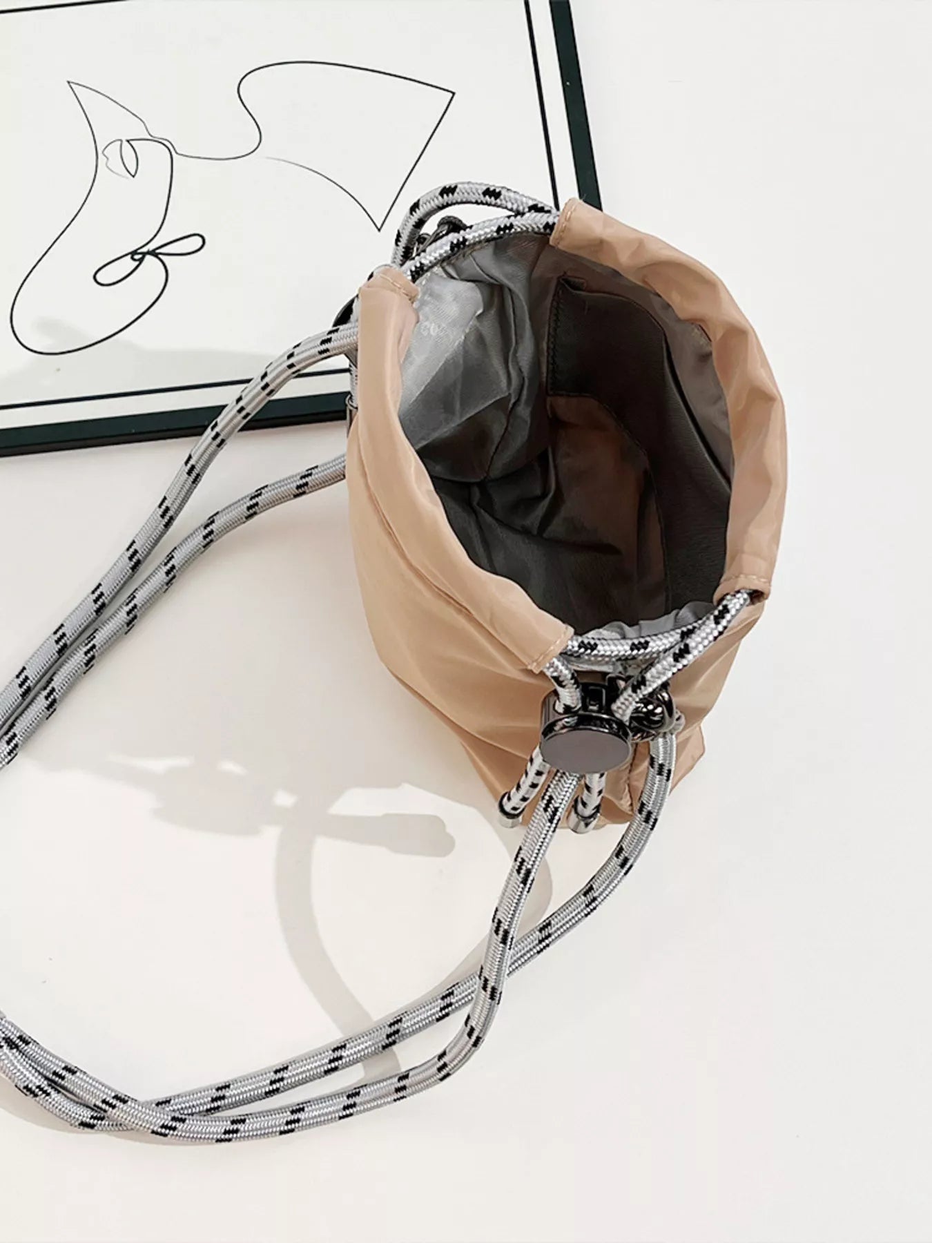 Embroidered Crossbody Bag with Rope Strap 