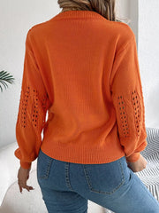 Hollow Out Eyelet Long Sleeve Sweater 