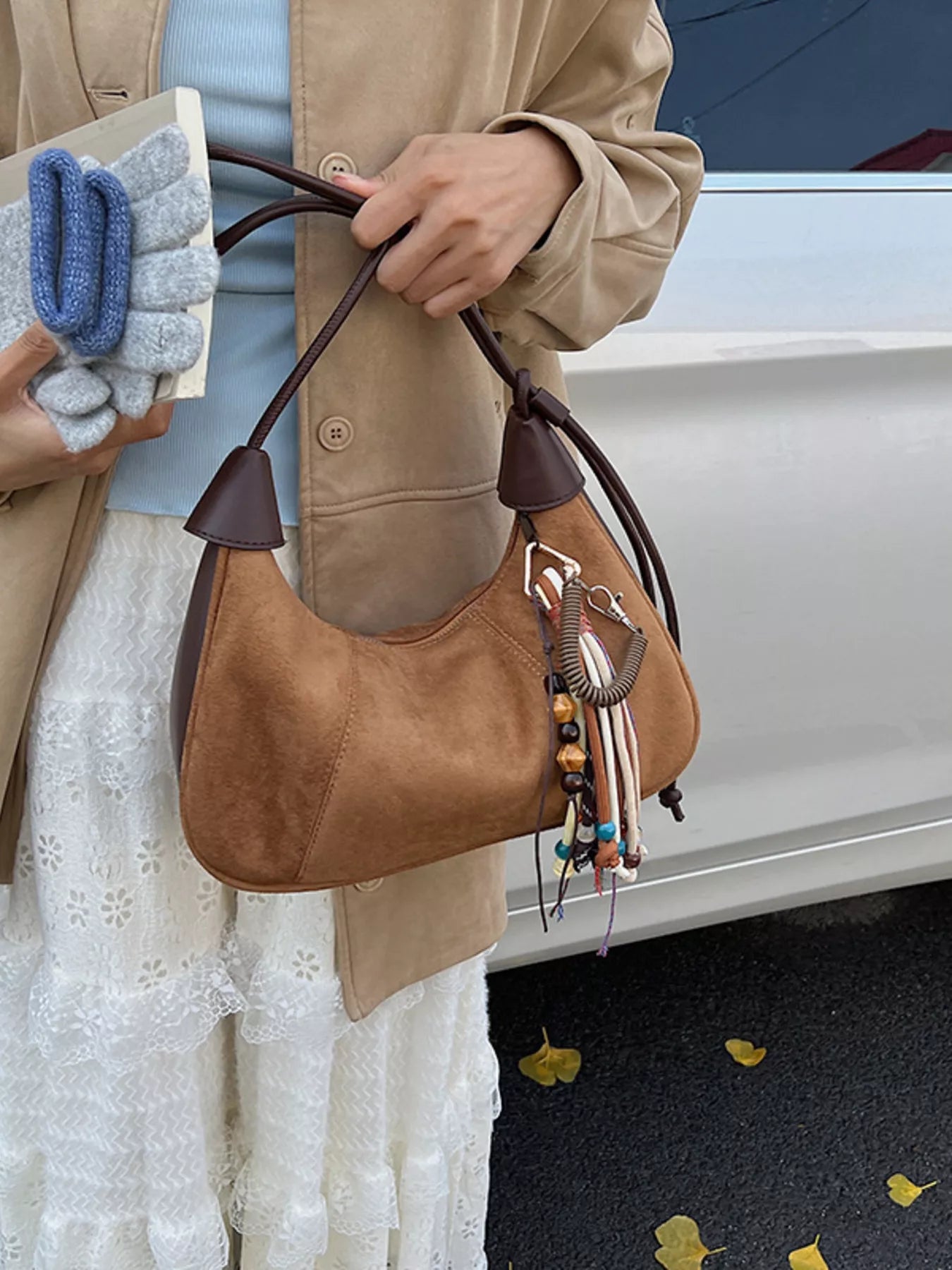 Vintage Suede Tassel Shoulder Bag 