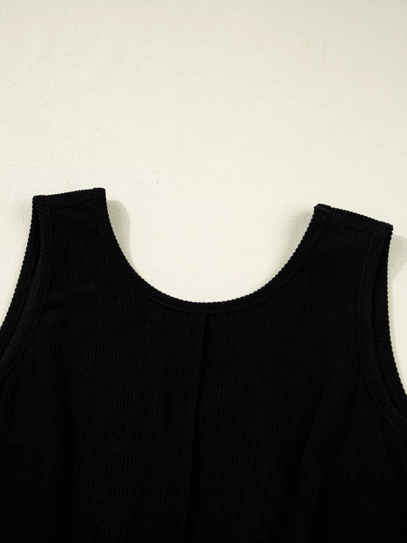 Corduroy Sleeveless Mini Dress with Patched Pockets 