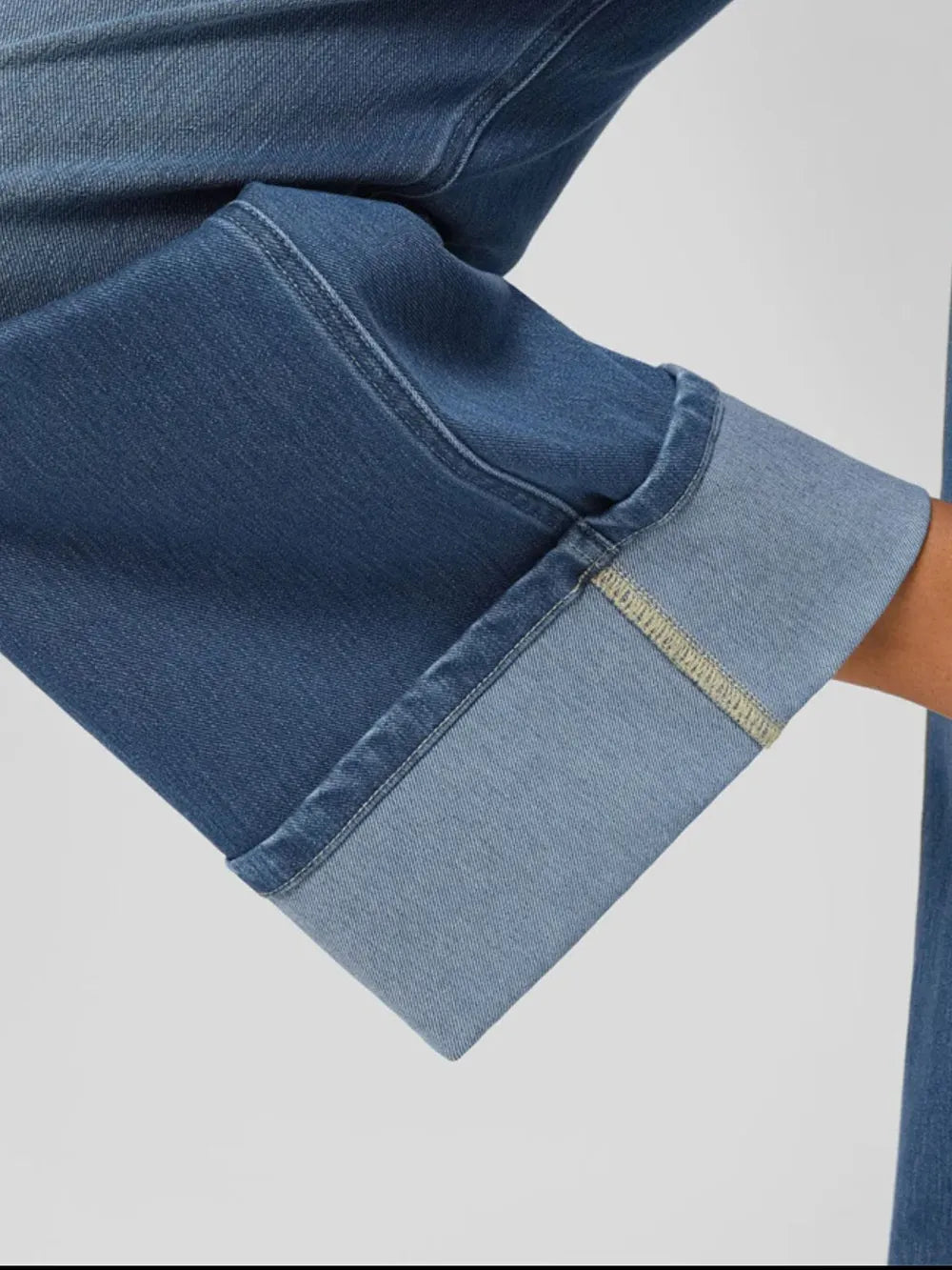 High Rise Rolled Straight Leg Jeans 