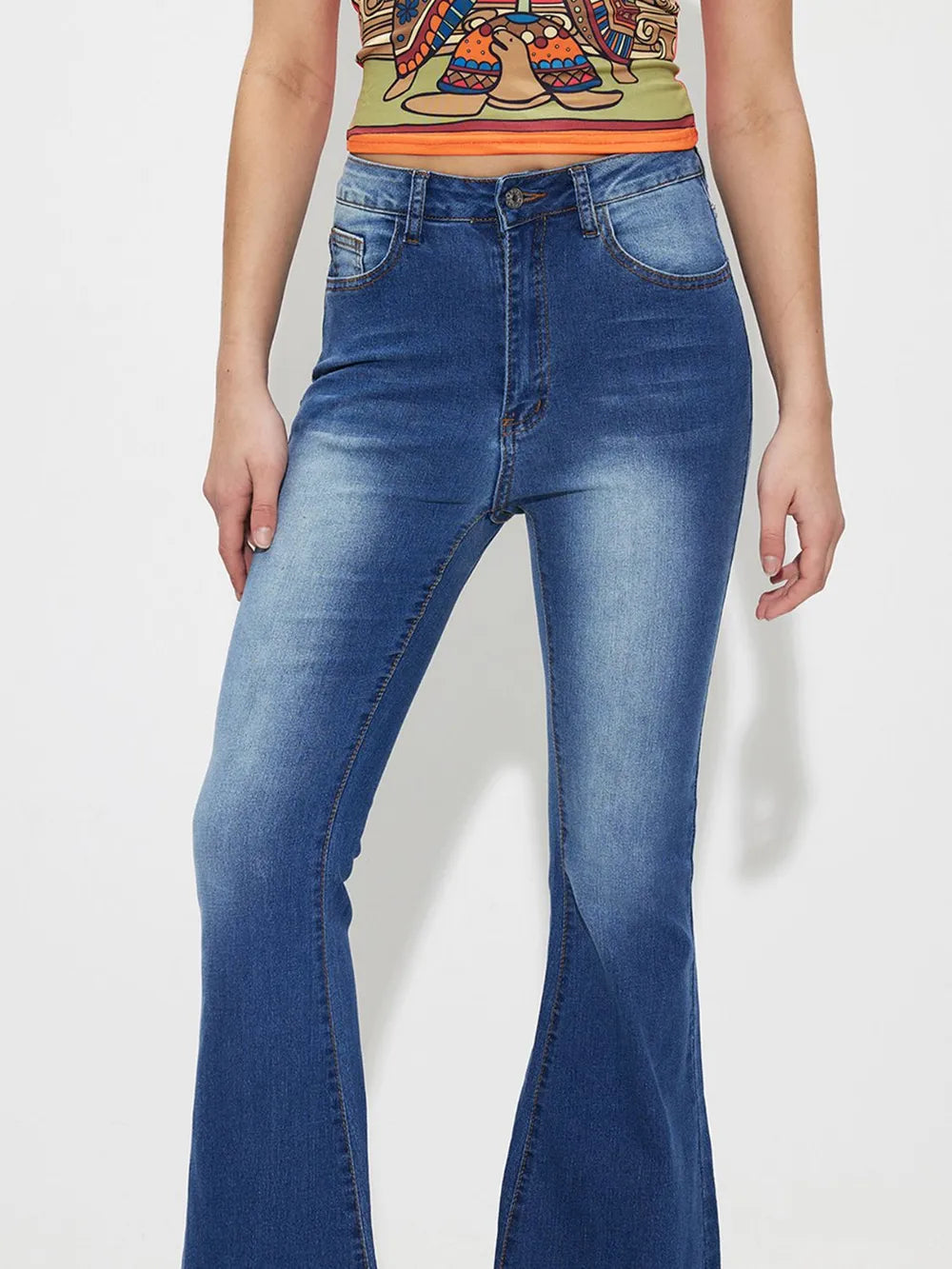 Mid-Rise Waist Bootcut Jeans 