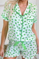 Lucky Clover Shirt and Shorts Lounge Set 