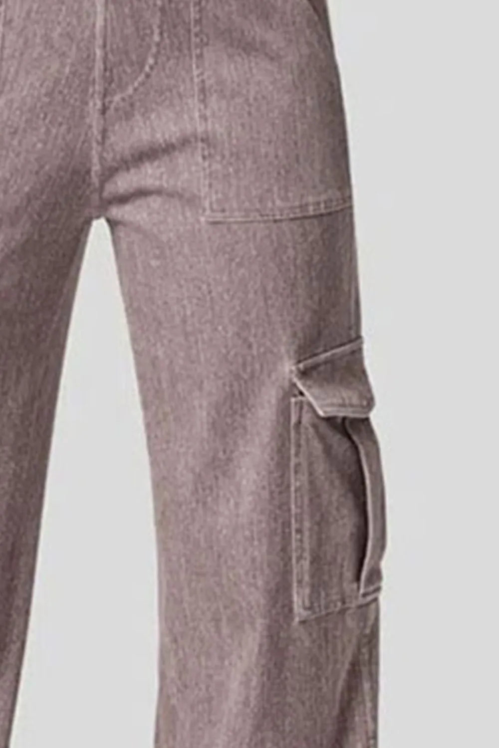 High Waist Straight Leg Cargo Jeans 