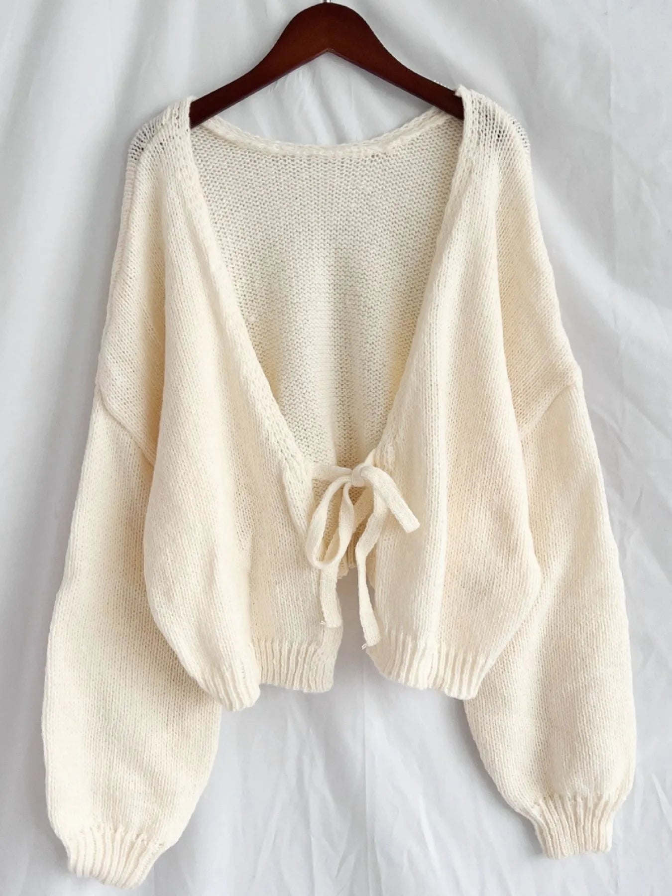 Tied Drop Shoulder Cardigan 