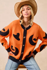 BiBi Halloween Witch Hat Moon Bat Artwork Cardigan 