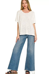 Zenana Oversized Slub Hacci Top 