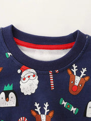Children's Christmas Print Crew Neck Sweatshirt 