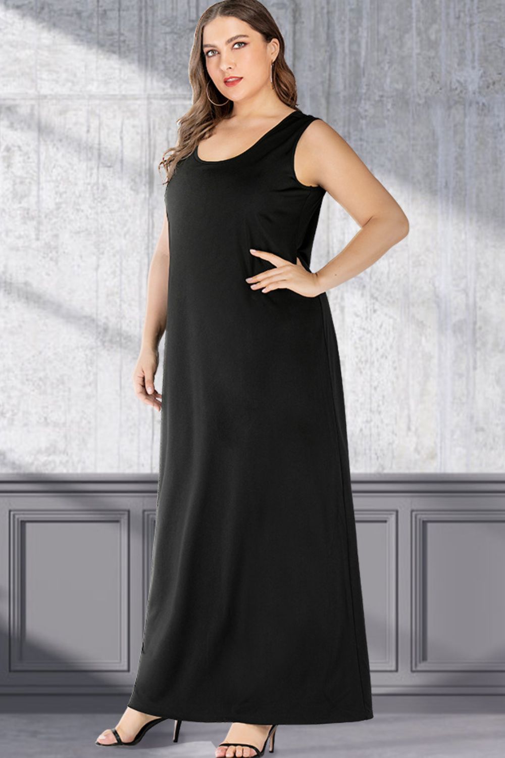 Plus Size Scoop Neck Maxi Tank Dress 
