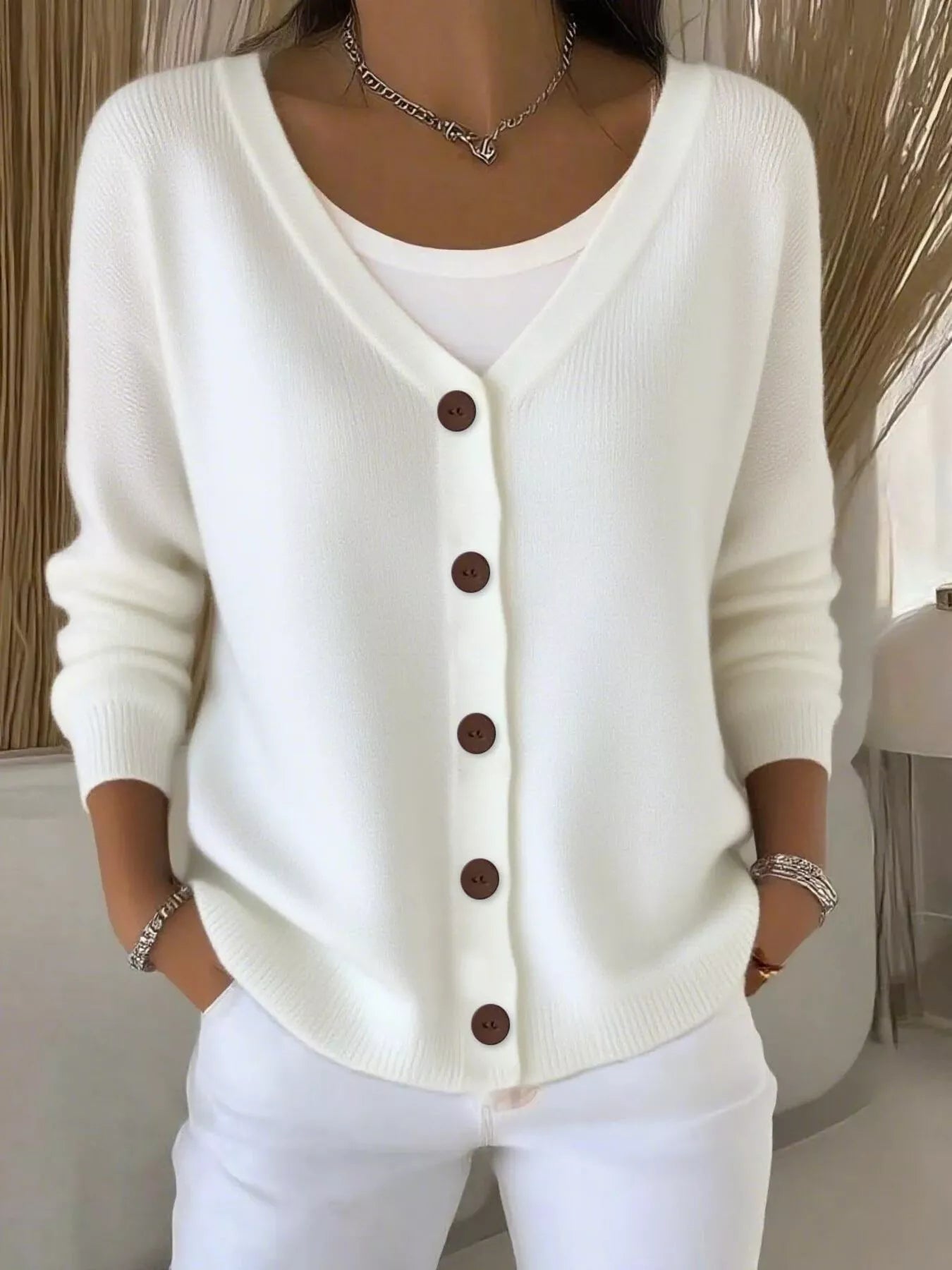 Full Size V-Neck Button-Down Knit Cardigan Plus Size 