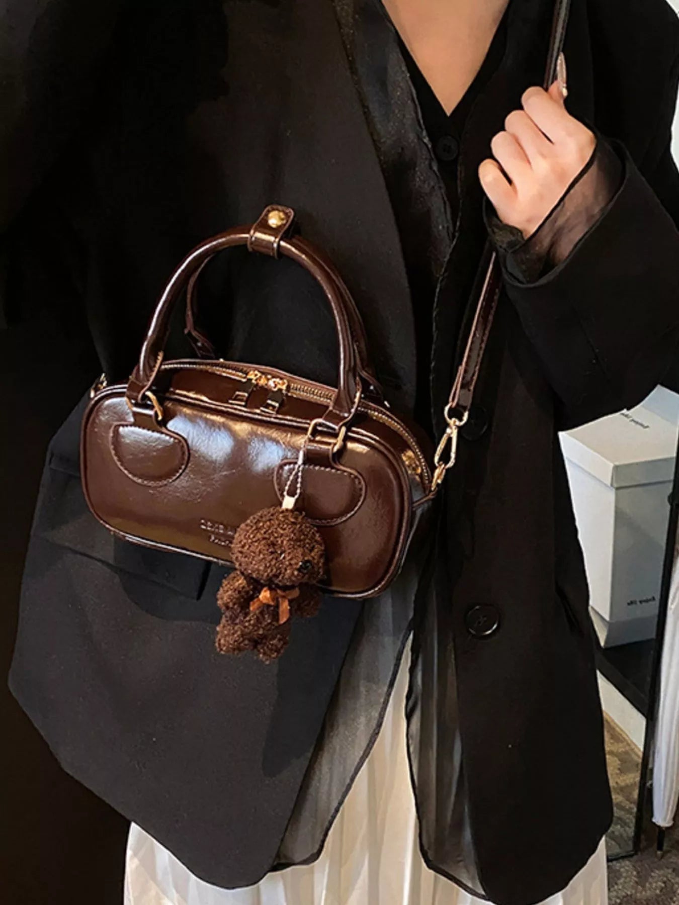 Vintage Style Crossbody Bag with Charm 