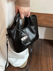 Leather Crossbody Bag with Charm 