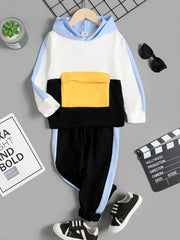 Children's Color Block Hoodie and Pants Set 