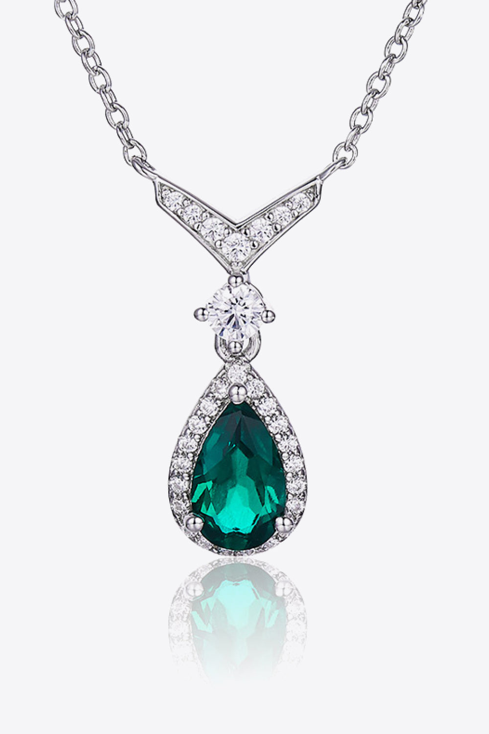 Lab-Grown Emerald Teardrop Necklace 