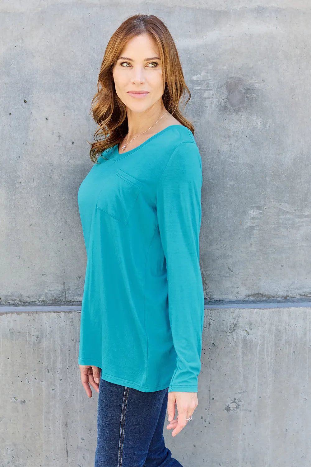 Basic Bae Full Size V-Neck Long Sleeve Top 