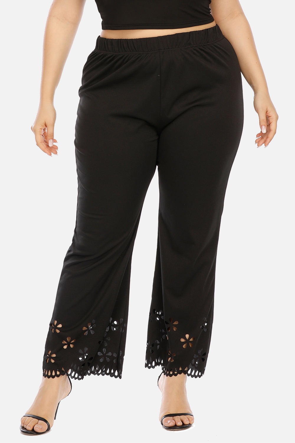 Plus Size Openwork Detail Pants 
