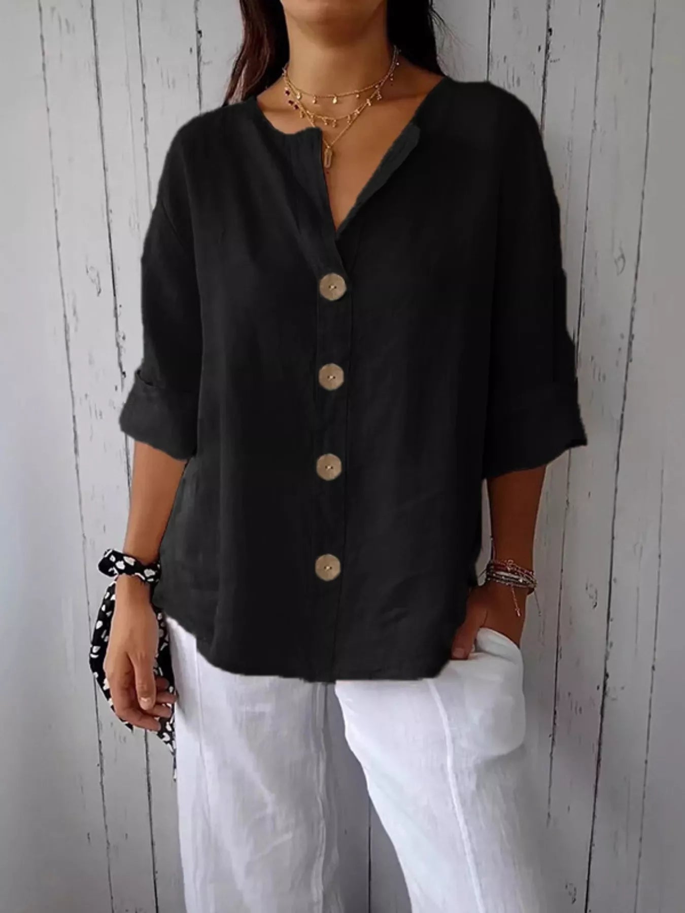 Casual Loose Button-Down Shirt 