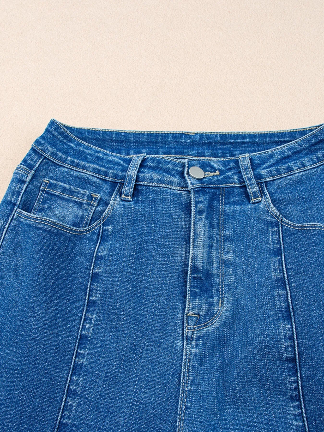 Seam Detail Flared Bottom Ankle Length Jeans 