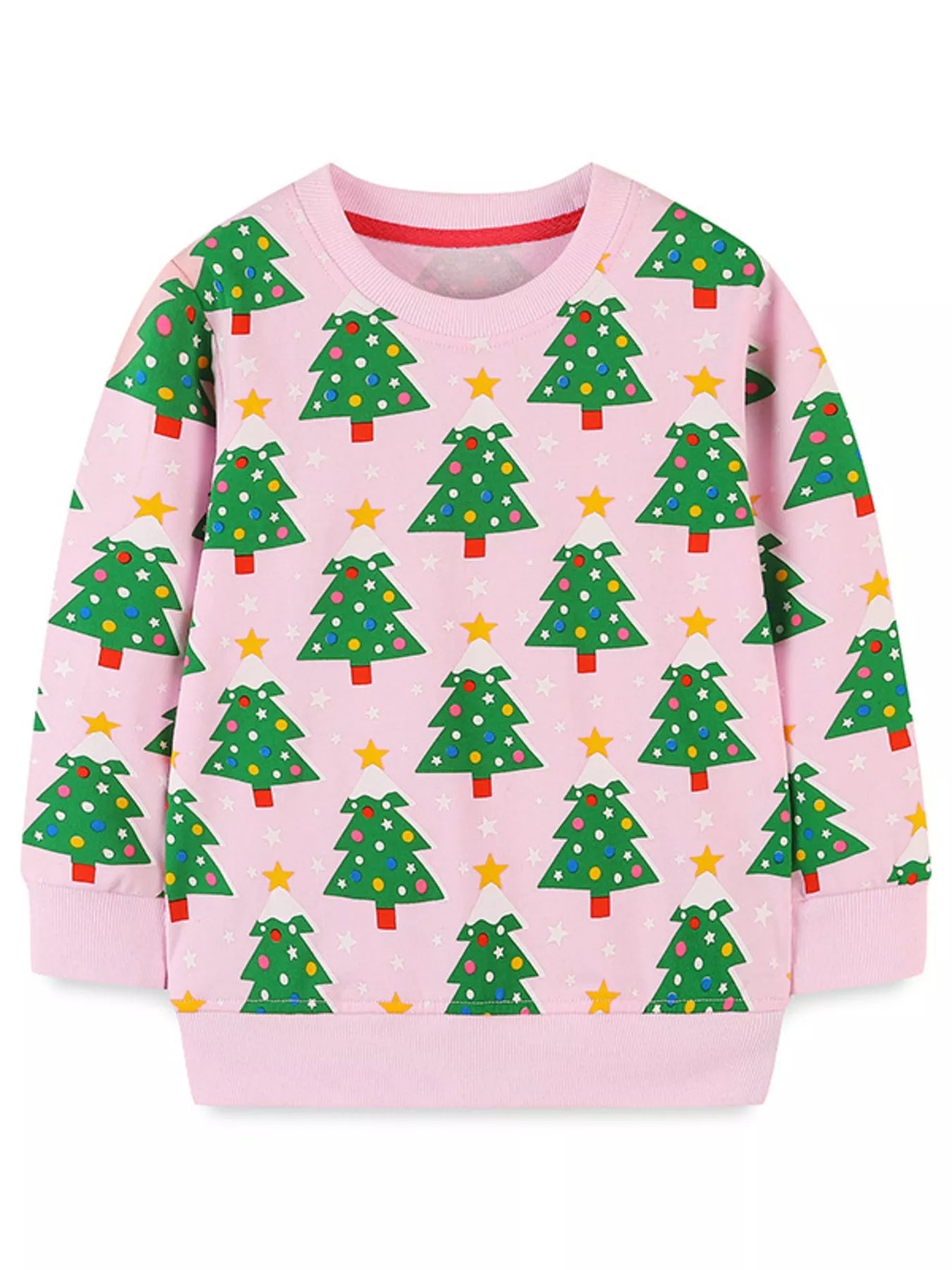 Children's Christmas Tree Print Crewneck Sweatshirt 