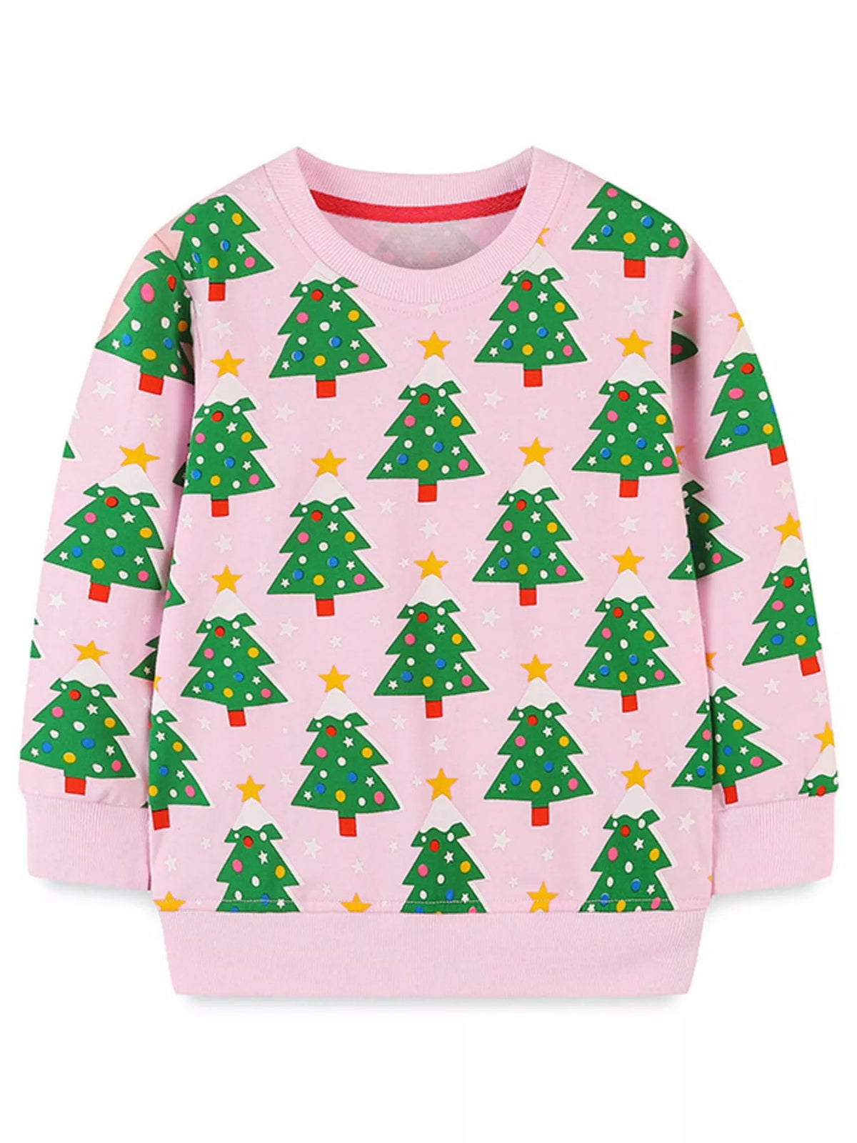 Children's Christmas Tree Print Crewneck Sweatshirt 