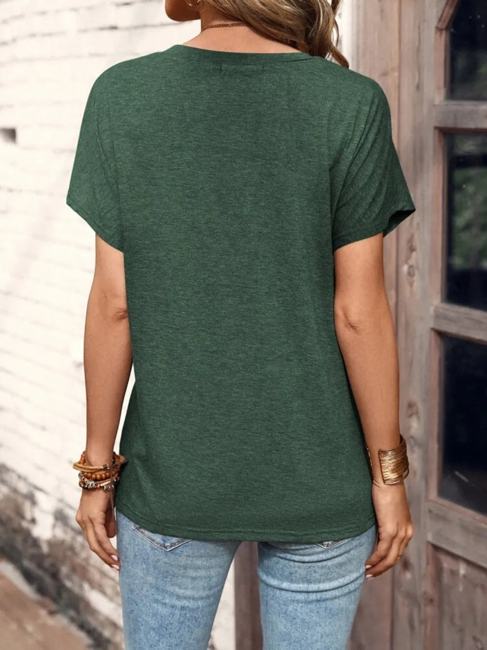 Half Button Short Sleeve Top 