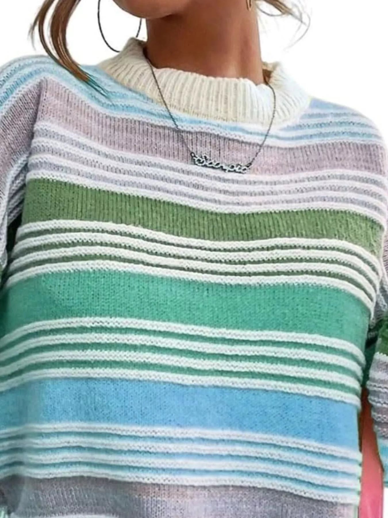 Rainbow Striped Drop Shoulder Oversized Sweater 