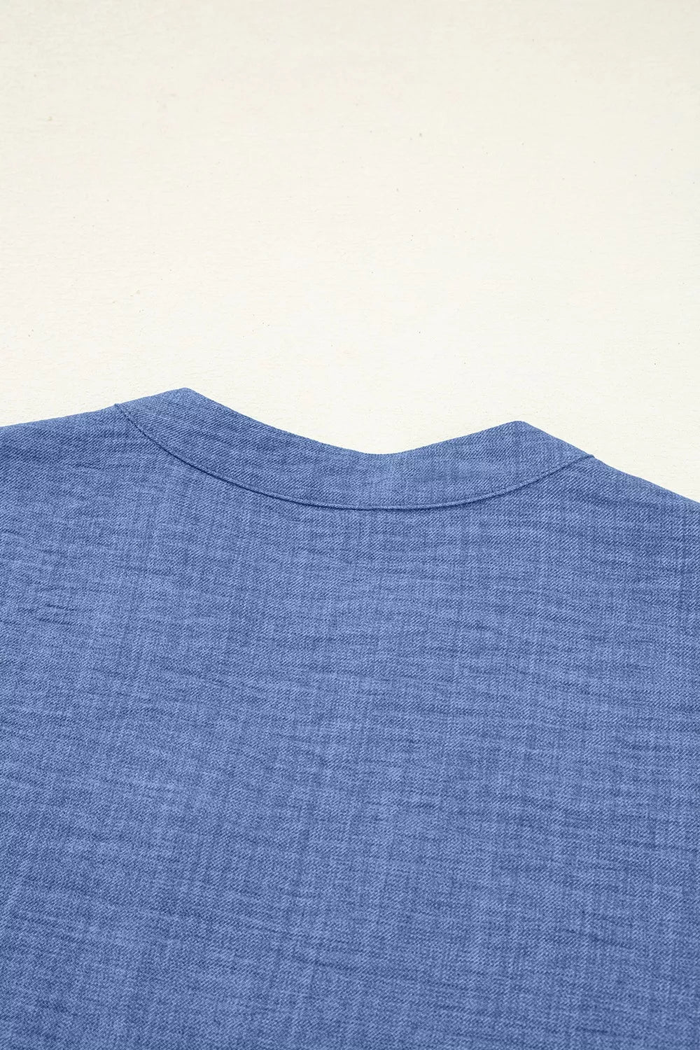 Casual Roll-Up Sleeve Notched Blouse 