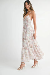 MABLE Floral Print Tiered Cami Maxi Dress 