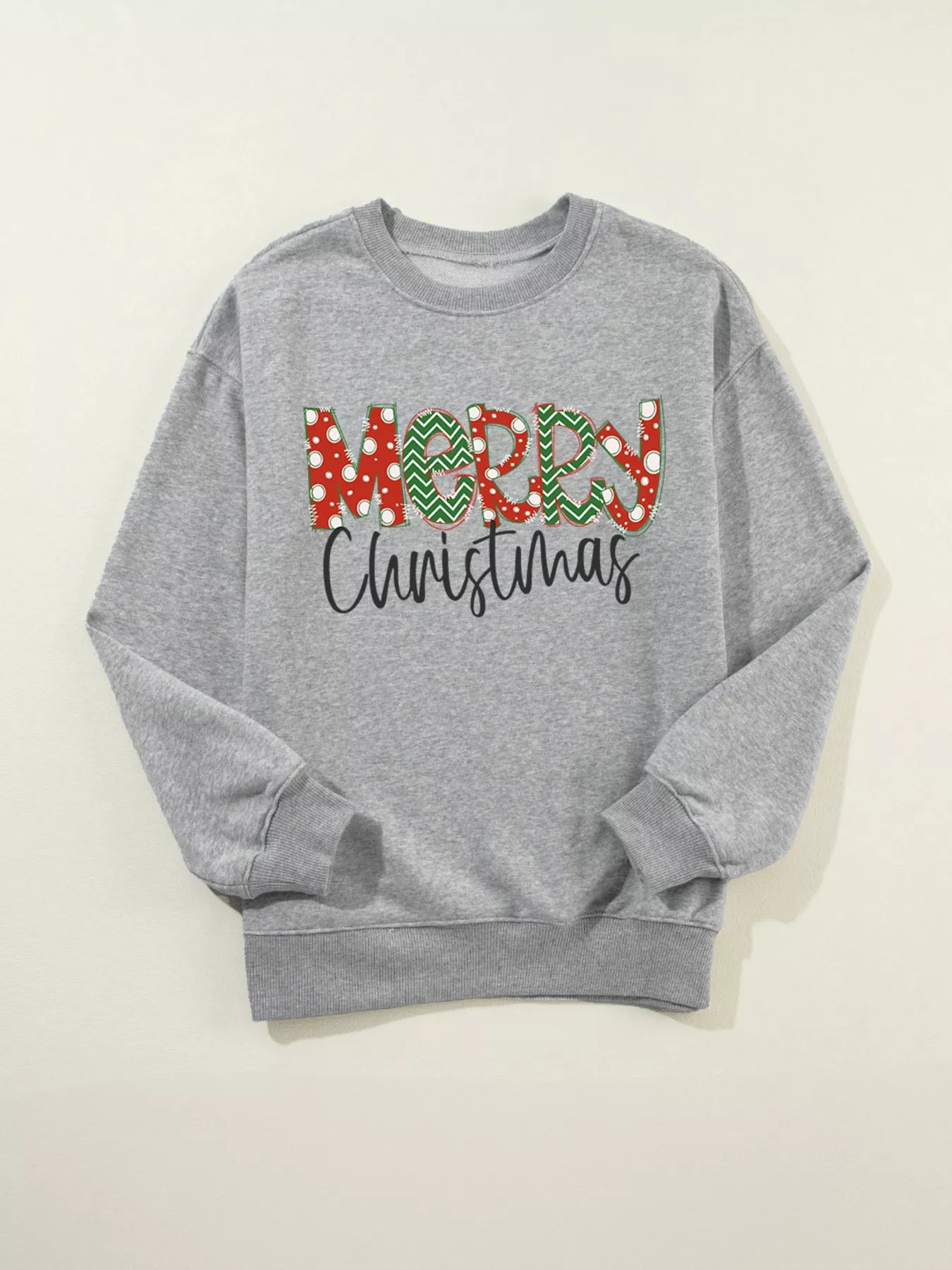 Merry Christmas Festive Letter Print Drop Shoulder Sweatshirt 
