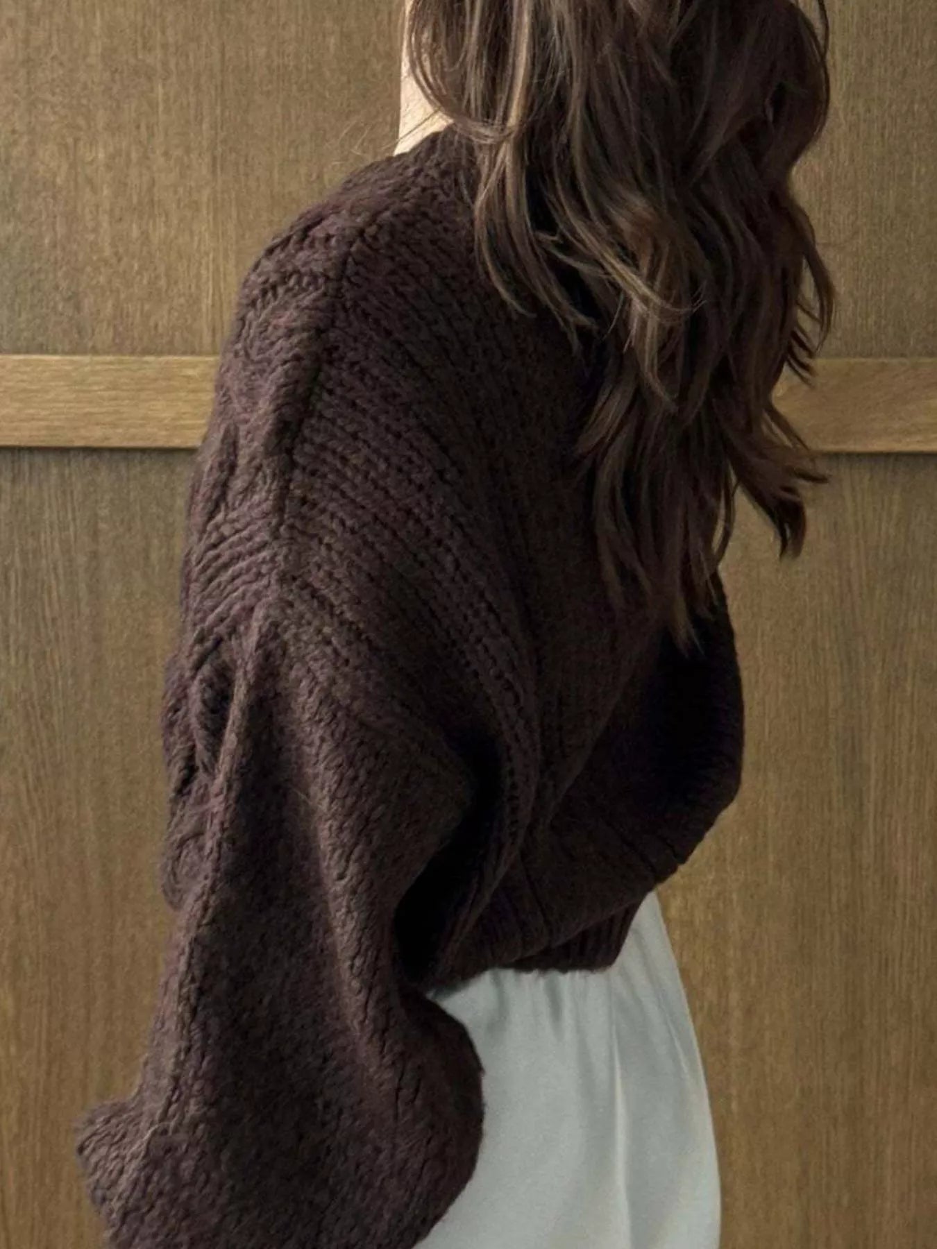Cable Knit Button-Down Cardigan 