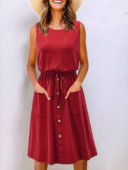 Full Size Round Neck Sleeveless Tank Dress Plus Size 