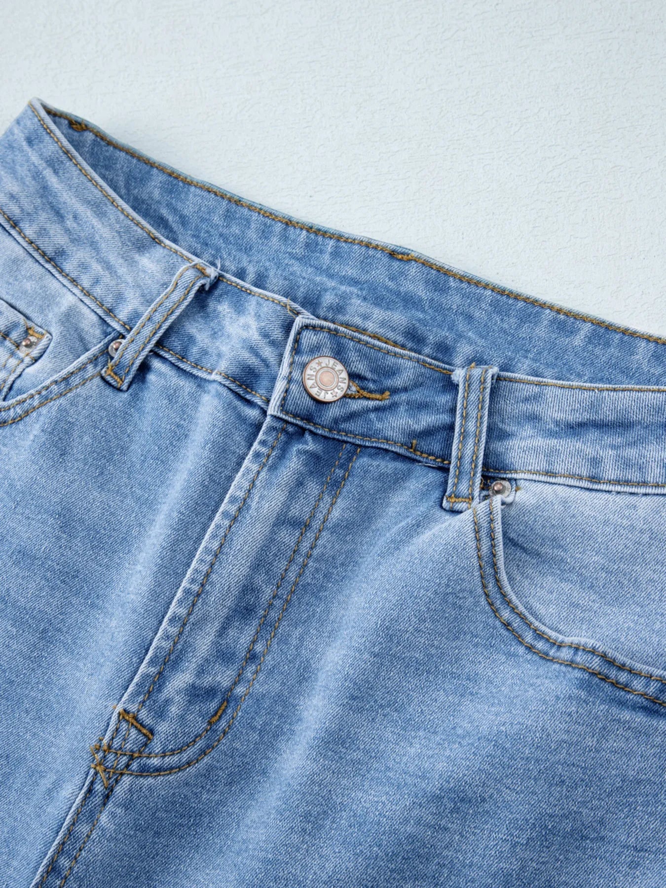 High Waist Wide Leg Washed Jeans 