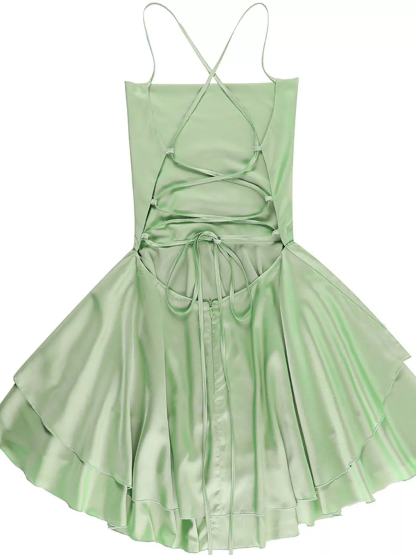 Backless Layered Ruffled Cami Dress 