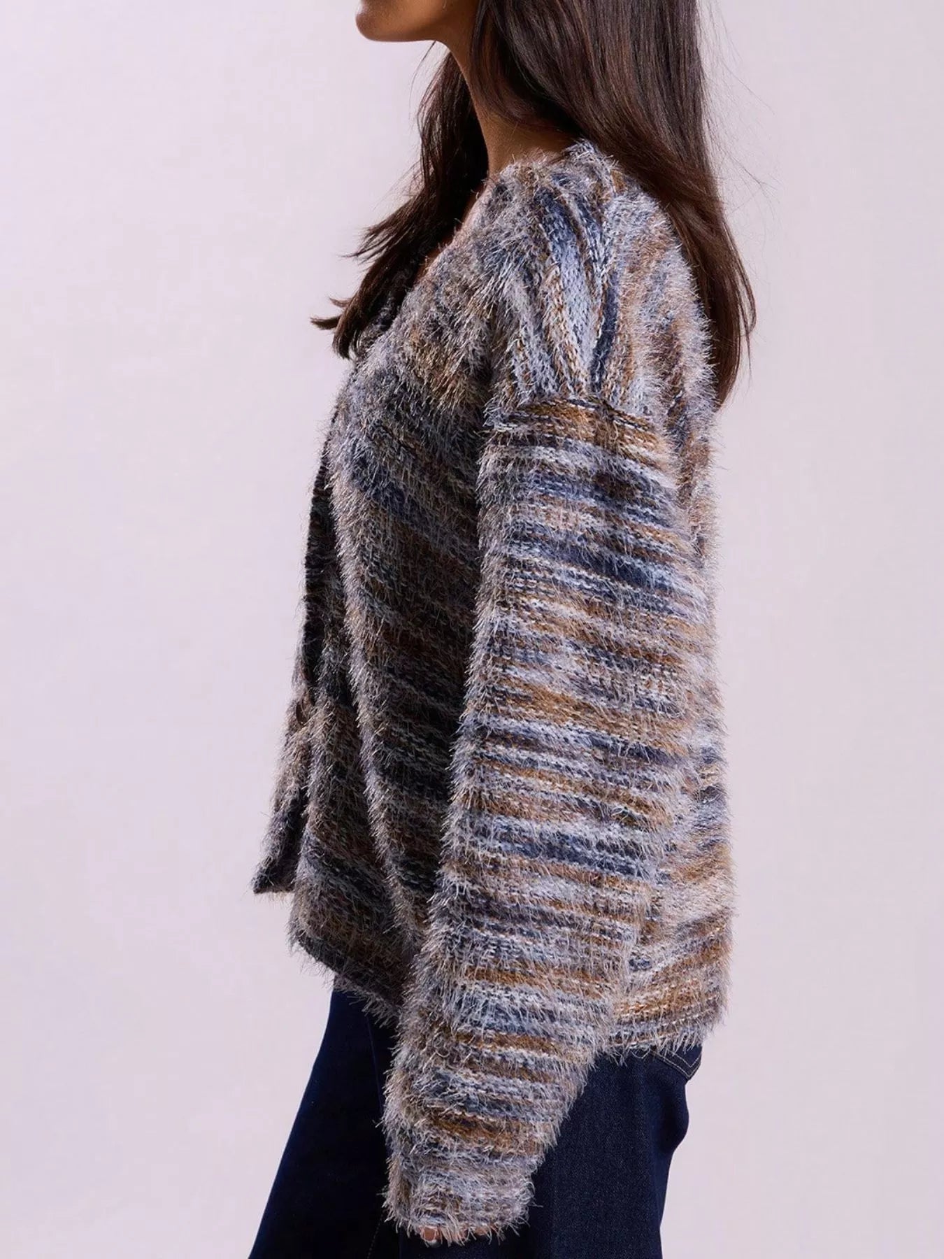 Chunky Knit V-Neck Button-Up Cardigan 