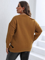 Plus Size Cutout V-Neck Sweater 