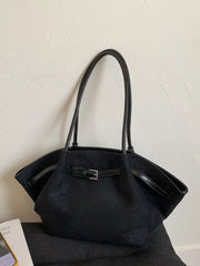 Solid Color Buckle Tote Bag 