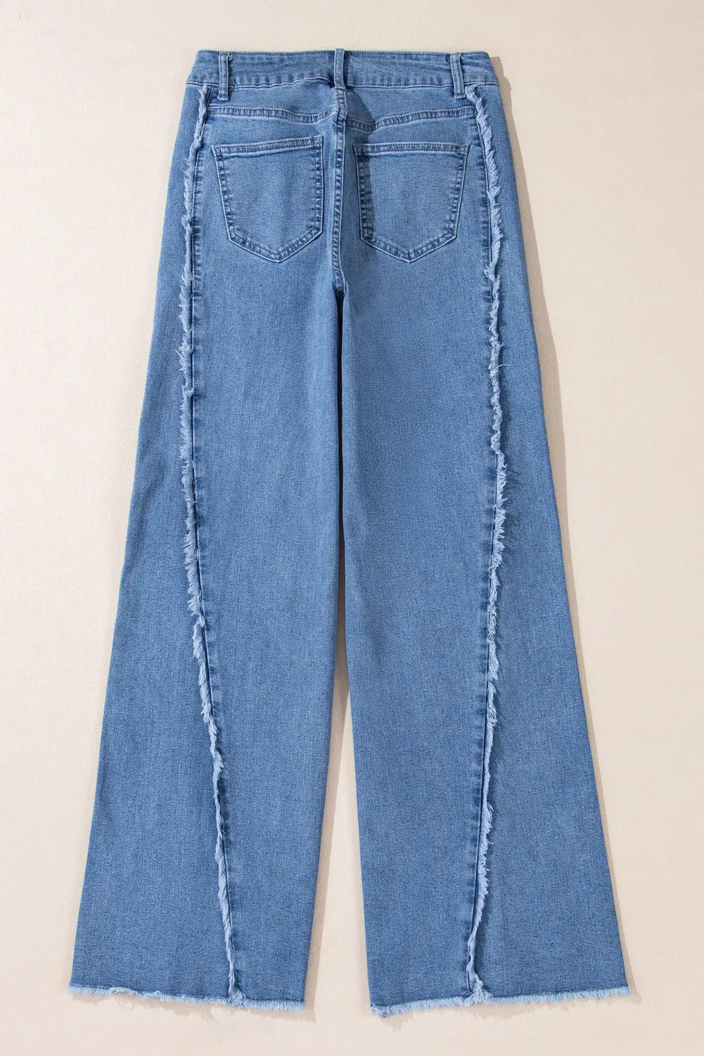 Raw Hem Wide Leg Jeans with Pockets 