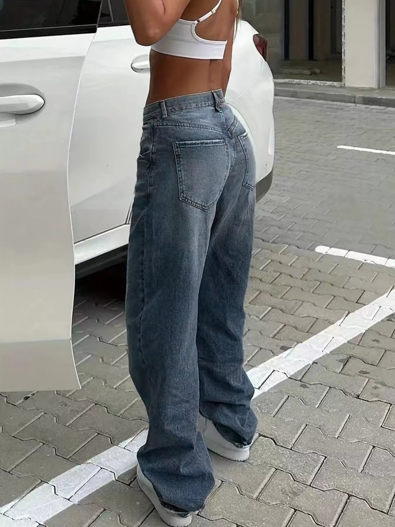 Washed Wide Leg Jeans 