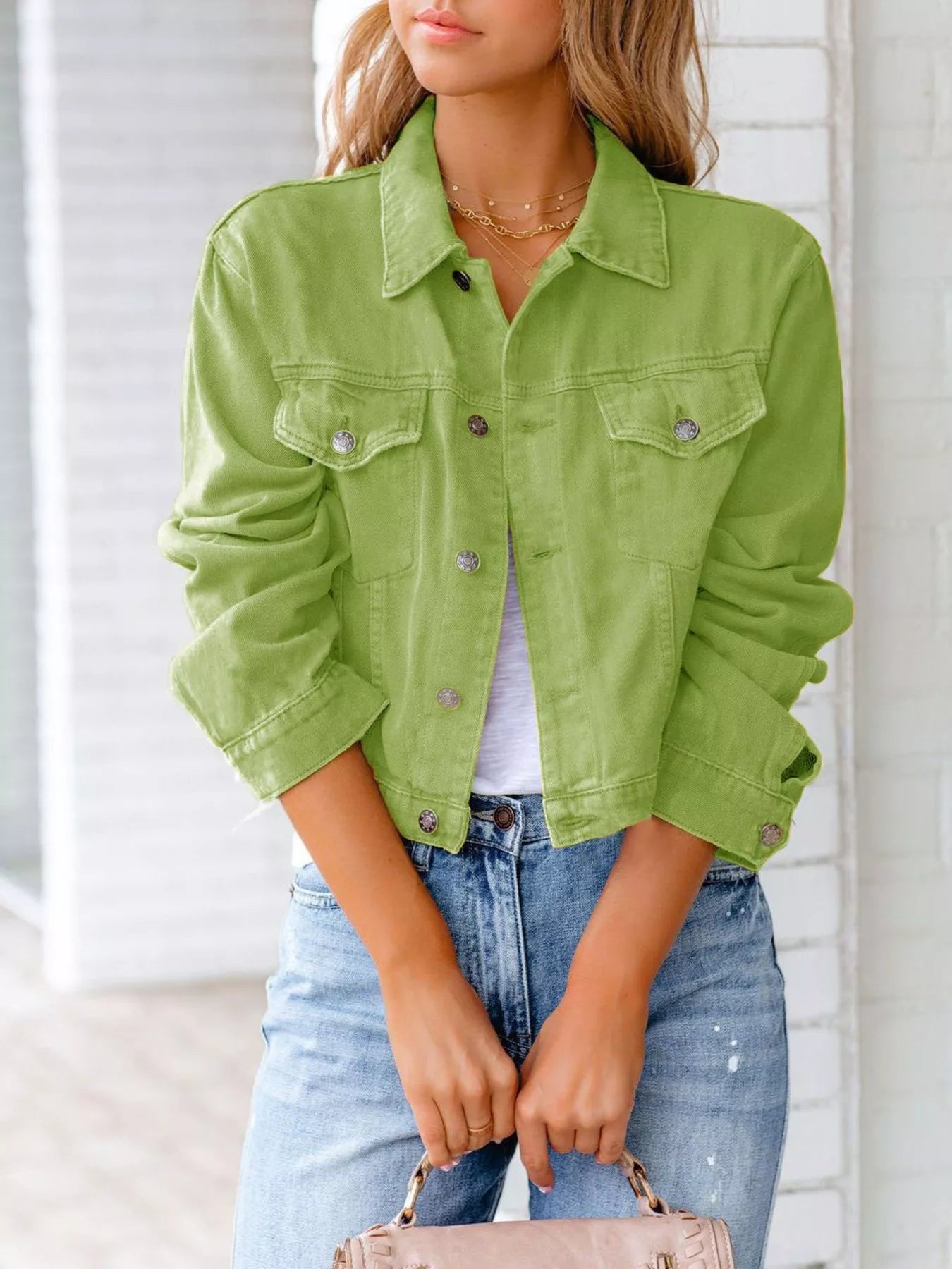 Button Up Long Sleeve Denim Jacket 