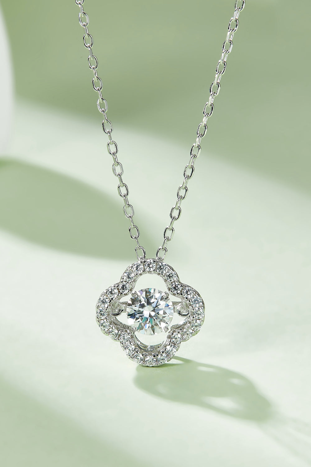 Moissanite Four Leaf Clover Pendant Necklace 
