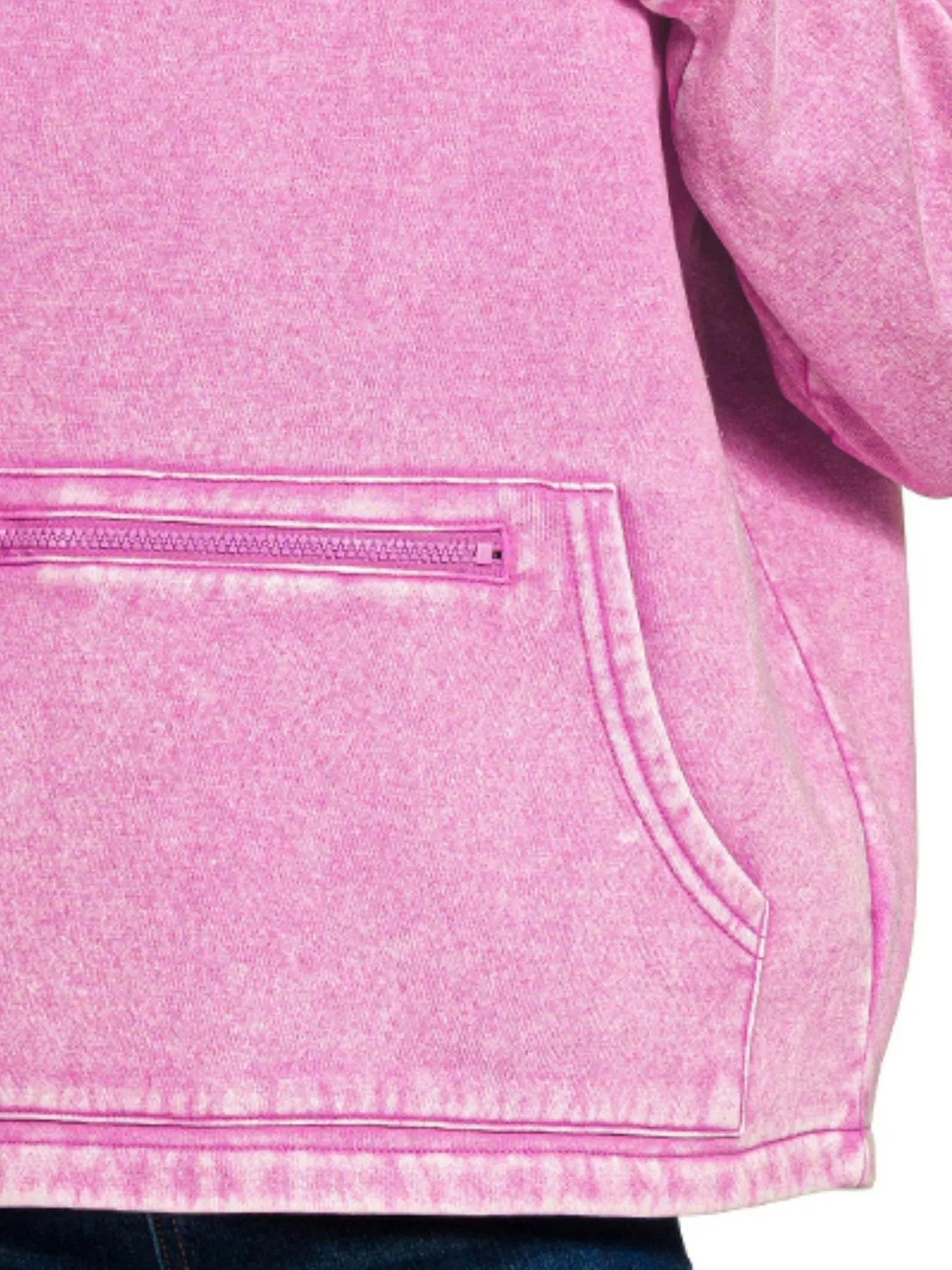 Zenana Fleece Washed High Neck Kangaroo Pocket Sweatshirt 